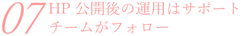 HP公開後の運用はサポートチームがフォロー